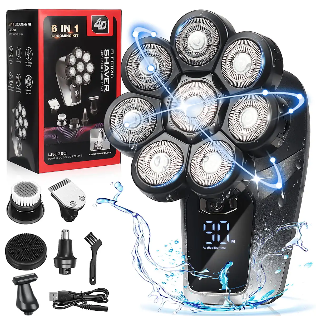

Head Shavers for Bald Men Rotary Shavers Cordless Electric Shaver for Balding Head Multifunctional Close Face Shaving for Men Wa