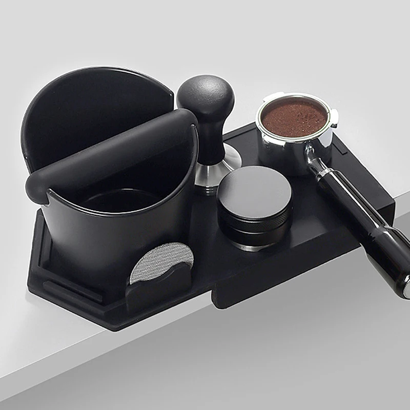 

Multi-function Coffee Tamper Mat Coffee Fiter Holder Coffee Knock Box Pad Corner Edge Pad Black Office Bar Shop Silicone