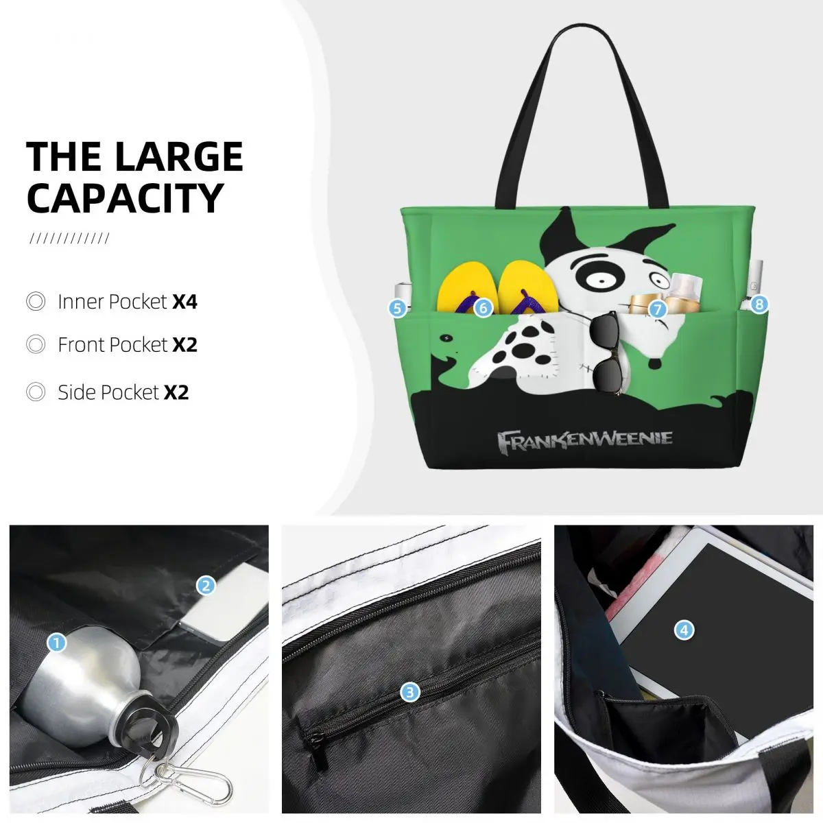 Пляжная большая сумка Frankenweenie Sparky Dog на заказ женские пляжные дорожные сумки