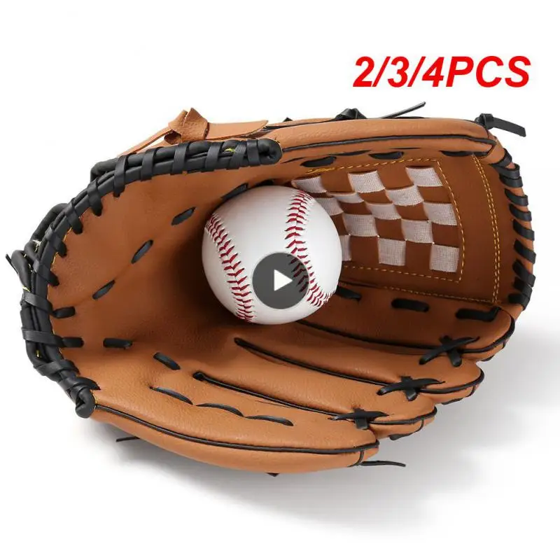 

2/3/4PCS New Baseball Gloves Leather Softball Practice Equipment Universal Softball Gloves Simple