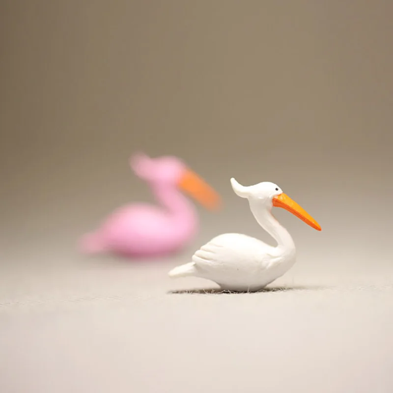 4 PCS White Pink Flamingo Model Animal Miniature Terrarium Landscape Accessories Figurine DIY Fairy Garden Decoration