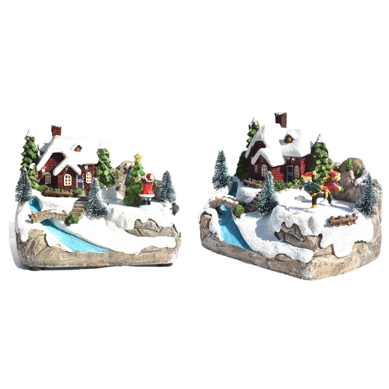 

Рождественские светящиеся рождественские домики, рождественские украшения в виде деревни, снежный дом с украшением