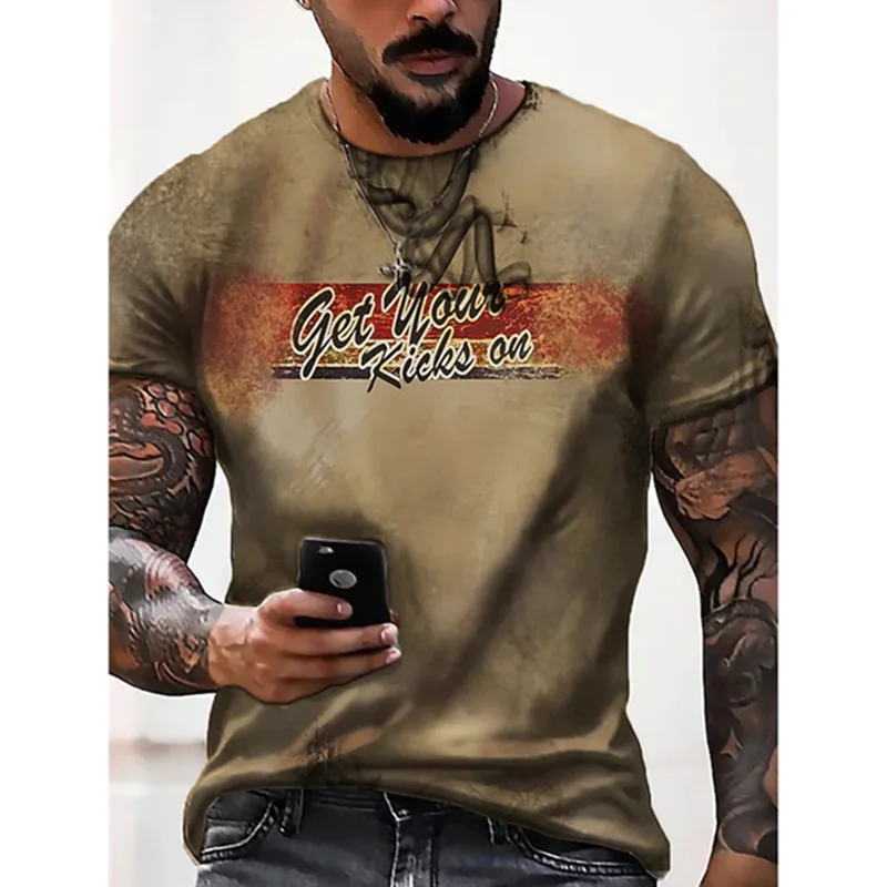 

Camiseta con estampado 3D para hombre, novedad de verano 2022, estampado gráfico 3D, letra O, cuello 66, camiseta informal de ma