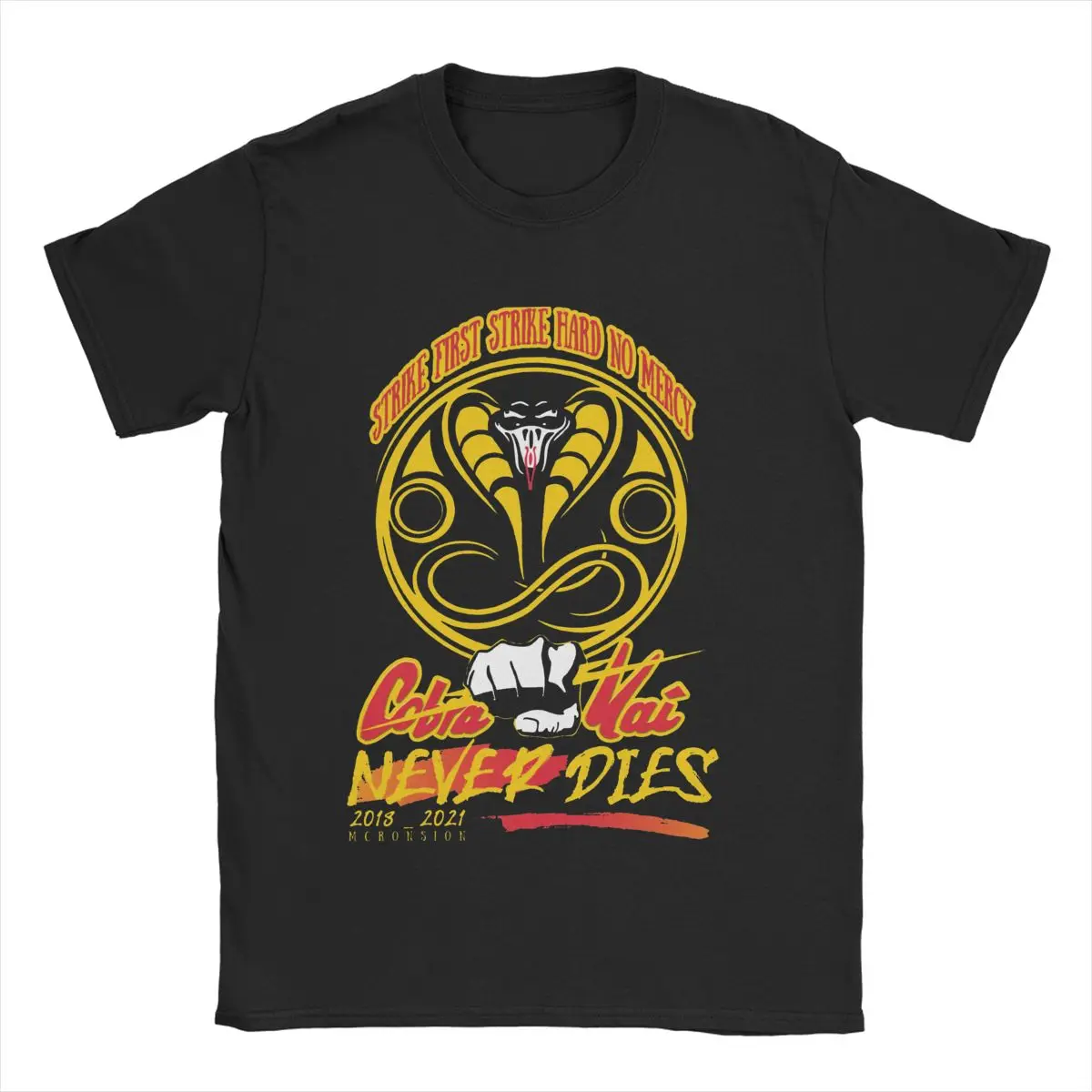 

Футболка Crazy Cobra Kai Never Dies для мужчин и женщин, футболка из 100% хлопка для карате, детские футболки с коротким рукавом мигаги-до, одежда для пода...