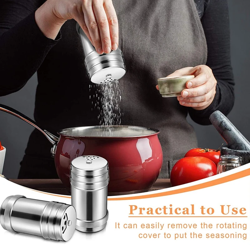 6 шт. Соли и перца из нержавеющей стали с вращающейся крышкой Сахарные приправы