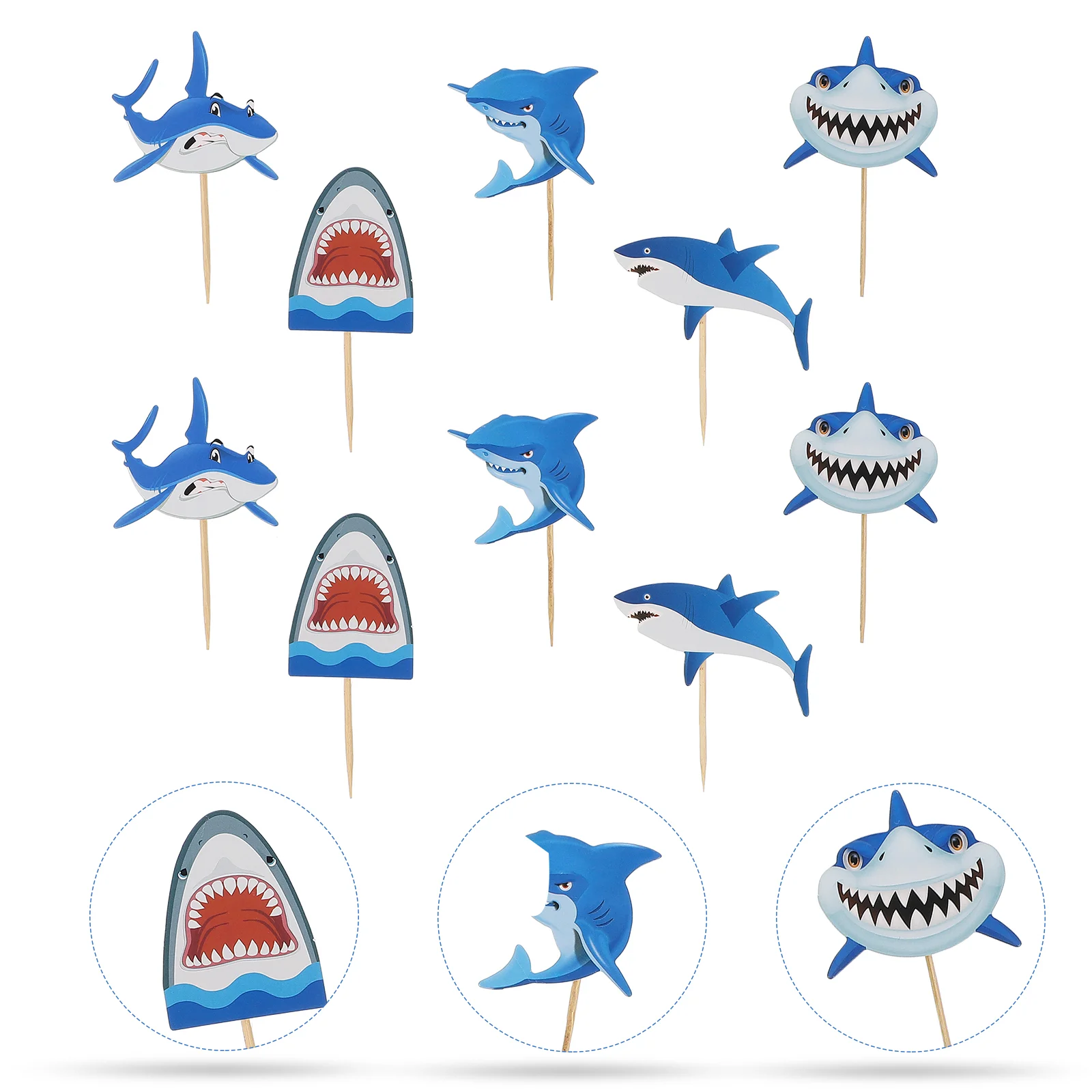 

20 Pcs Cake Shark Plug-in Plastic Picks Animal Decor Cartoon Toppers Wedding Decorations Birthday Cupcake