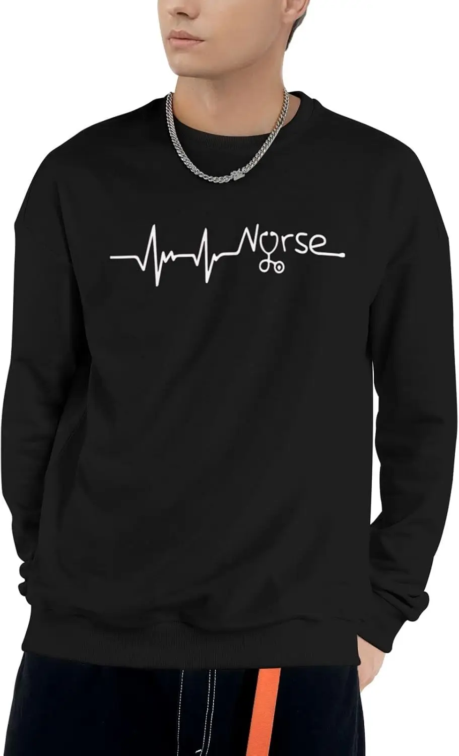 TEICCI Мужская и женская толстовка с круглым вырезом пуловер для медсестры Heartbeats