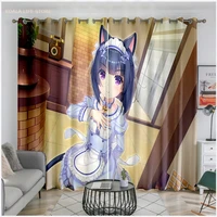japanese print blackout curtains 3d anime cat girl nekopara window drapes for living room dormitory bay window decoration