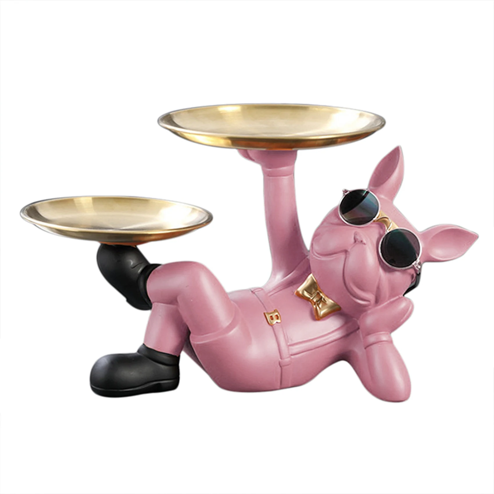 

Металлический поднос в скандинавском стиле, статуэтка бульдога, животного, собаки, держатель для ключей, украшение для дома, 2 предмета