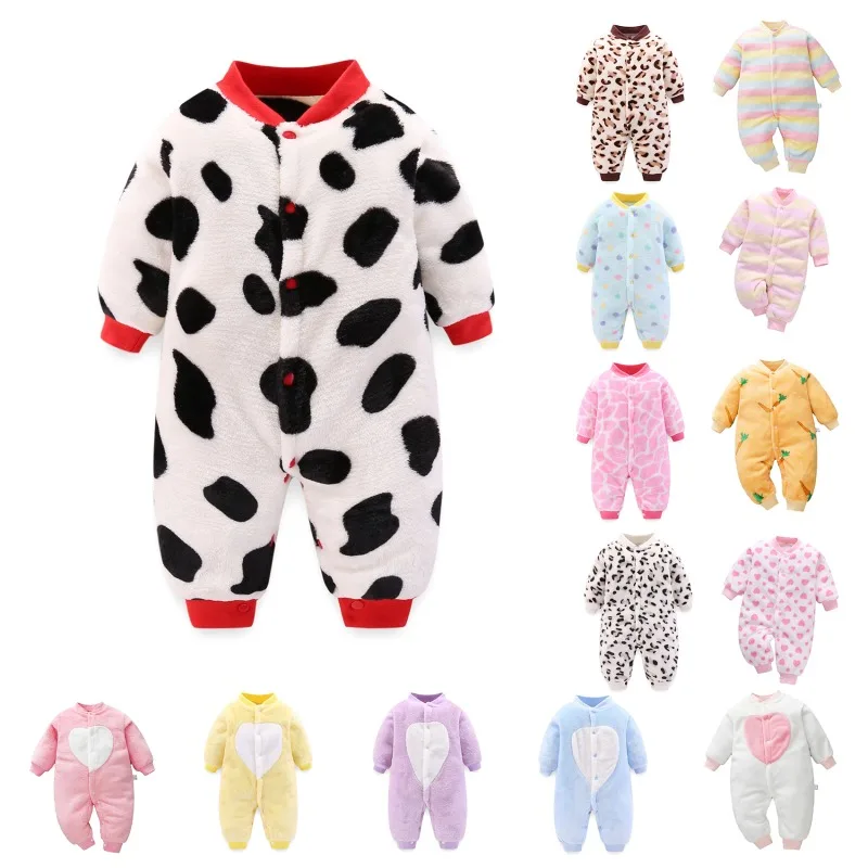

Newborn Baby Clothes Spring Autumn Baby Set Cute Infant Girls Clothes Jumpsuit for Boys Soft Flannel Warm Newborn Rompers 0-18M