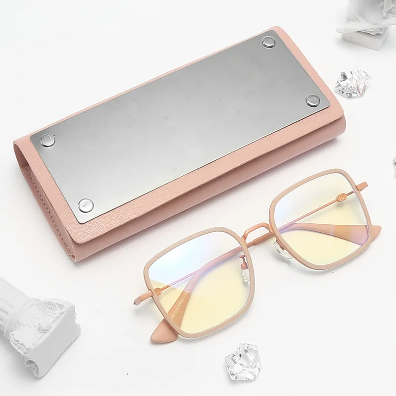 

New High-end Mirrored Glasses Case Sunglasses Case Simple Optical Sunglasses Sunglasses Storage Box Firm Compression Portable