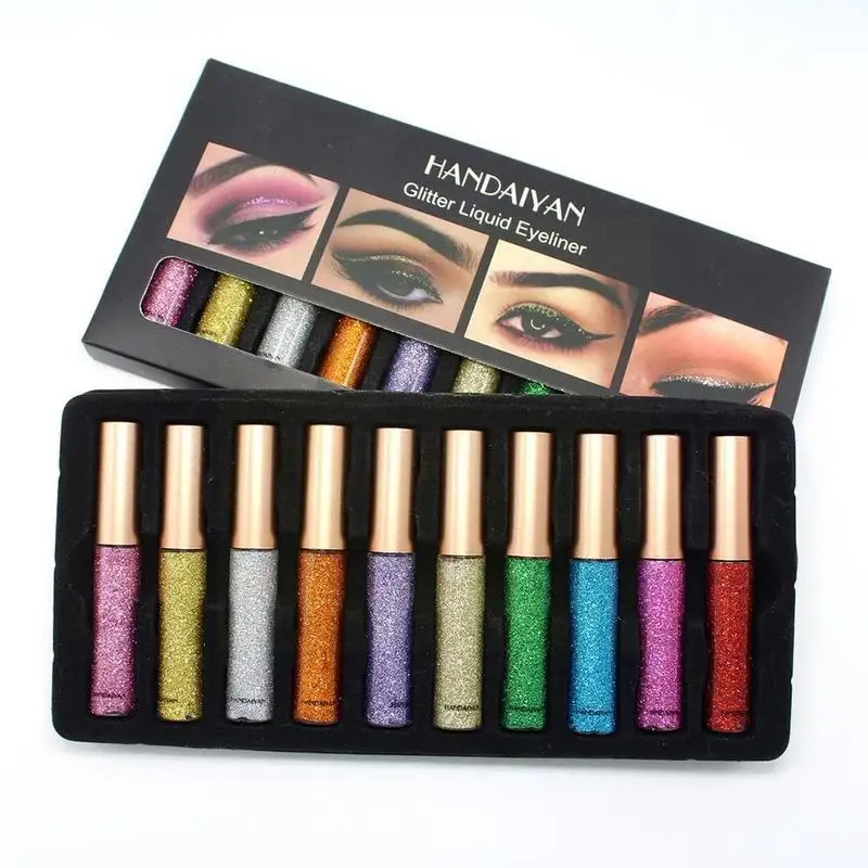 

Handaiyan 10pcs/lot Glitter Liquid Eyeliner Sequin Cosmetic Eye Pearlescent Waterproof Shimmer Liquid Makeup Eyeliner V4f8