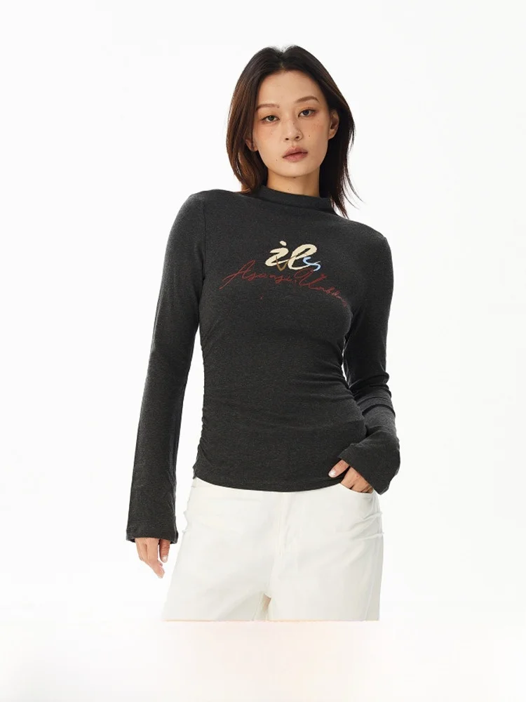 Американская обтягивающая нижняя рубашка женская футболка осень 2024 новинка