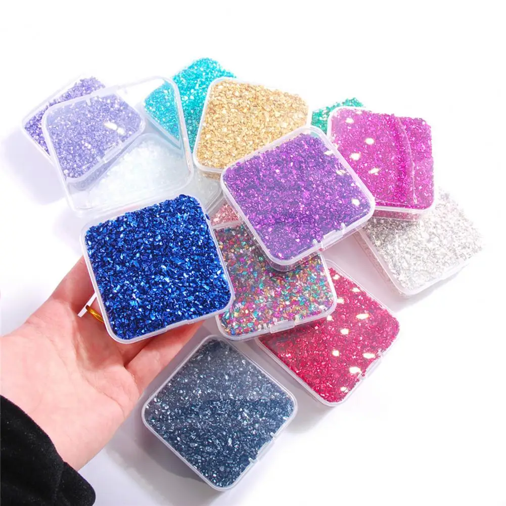 

1 Box Nail Decoration Irregular Shape Bright Color Shiny Visual Effect Sparkling Wide Application Decorative Glass 3D Shining Ma