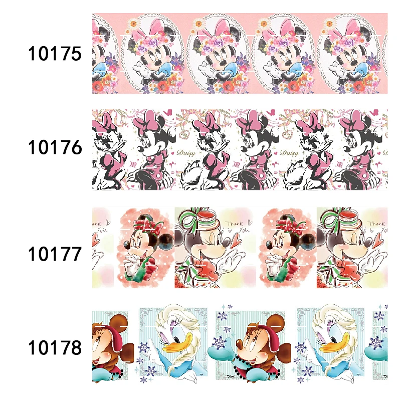 25 мм Микки Маус мультфильм персонаж Grograin лента печатная 10 ярдов для лука DIY крафт