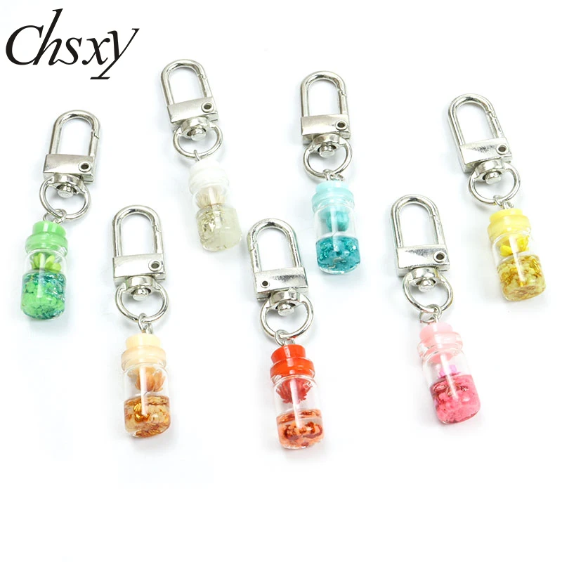 

Natural Simulation Dried Flower Glass Blttle Colorful Charms Pendant Earphone Case Accessories Mini Jewelry Lucky Gift Wholesale