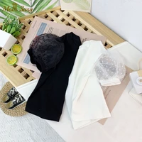 lace shirt fashion summer baby girl cotton t shirt puff sleeve toddler girl pincess sleeve round neck tee top solid blouse kids
