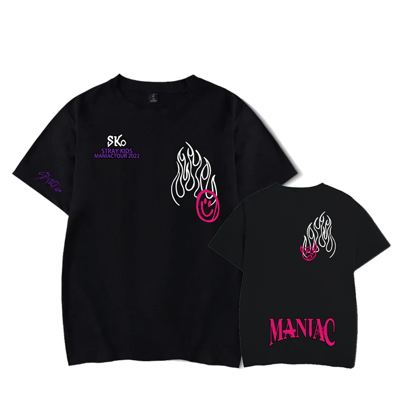 

Summer Kpop Women T-shirt Stray Kids MANIAC T Shirt The Same Paragraph Loose T-shirt Women Streetwear Cotton Tee Tops