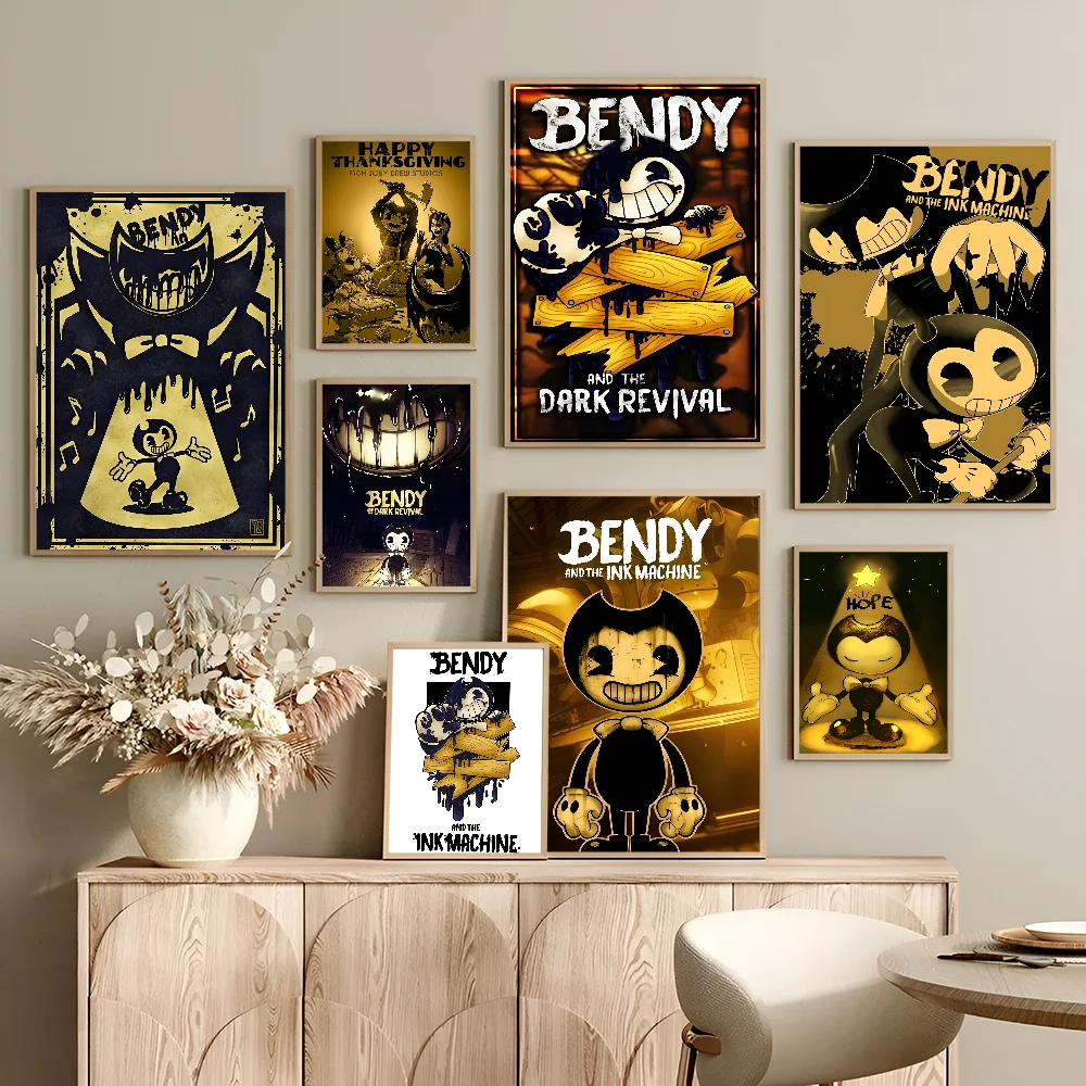 B-Bendy A-And The L-Ink M-Machine самоклеящийся художественный постер белая бумага принты