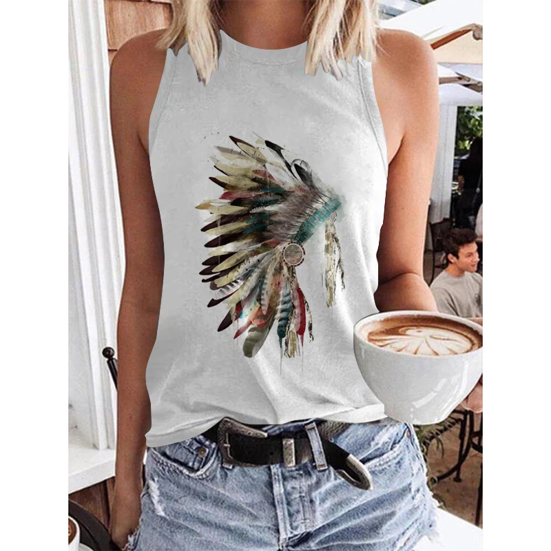 

KANCHIII Summer Fashion Print Personality Bright Color Sleeveless O-neck Tank Top Slim Design Women Street Shooting Vest Female