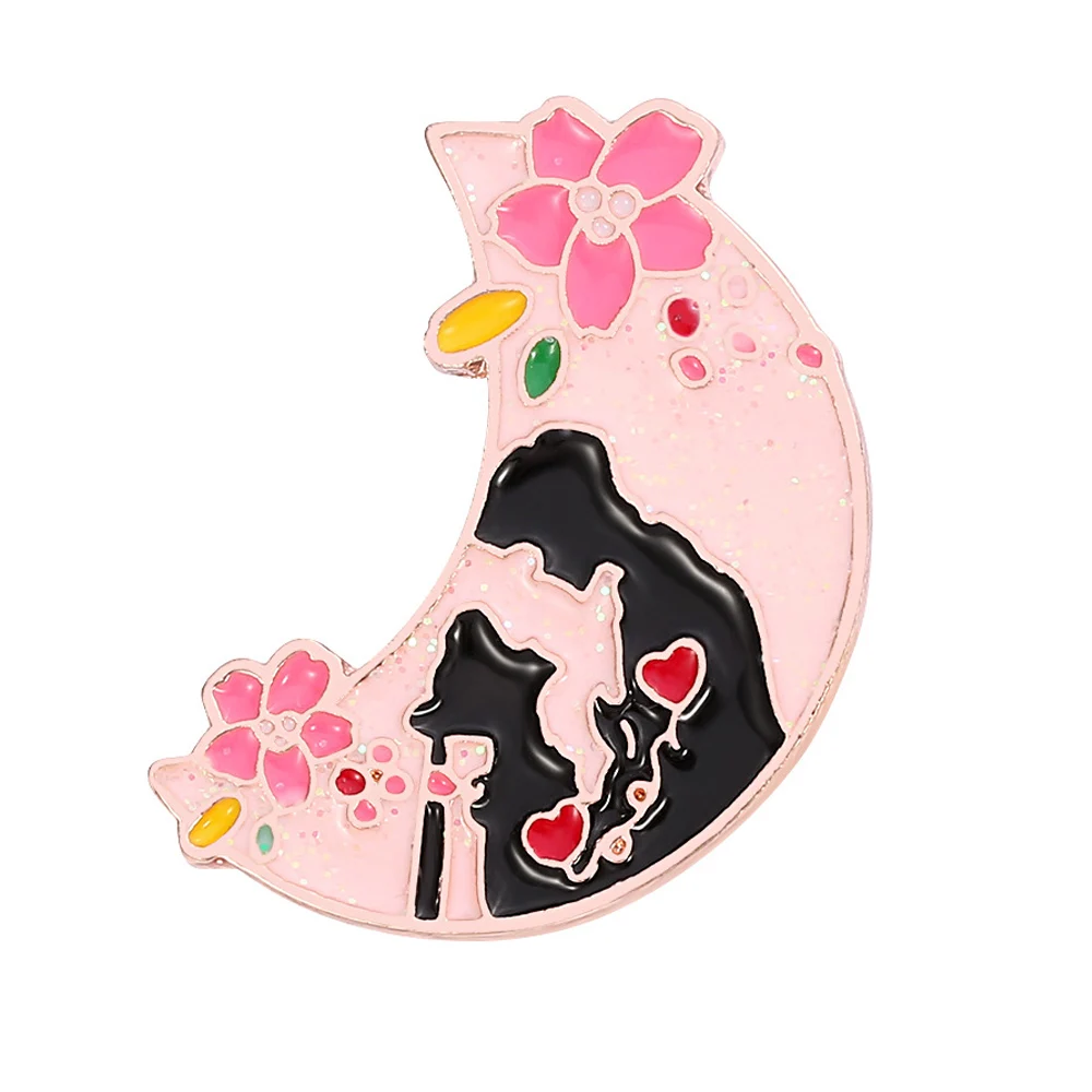 

Harong Sailor Moon Enamel Pins Half Moon Romantic Sakura Couple Cute Brooch Pins Women Comic Exhibition Cosplay Jewelry Kid Gift