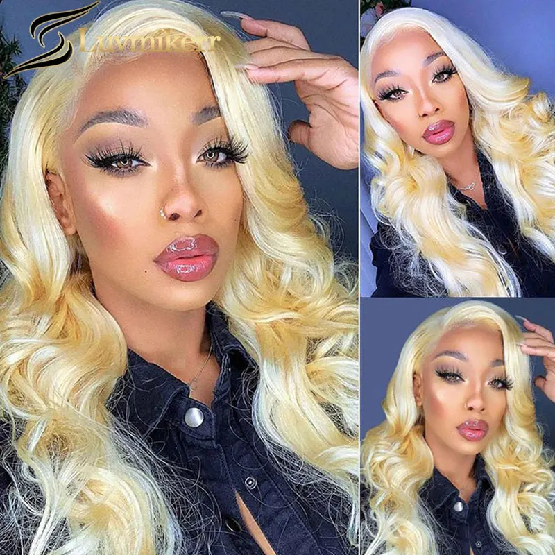 HD Colored 613 Blonde 13x4 Lace Frontal Wig Pre Plucked Brazilian Body Wave Human Hair Wigs Women Can Be Dyed Pink Purple Ginger |