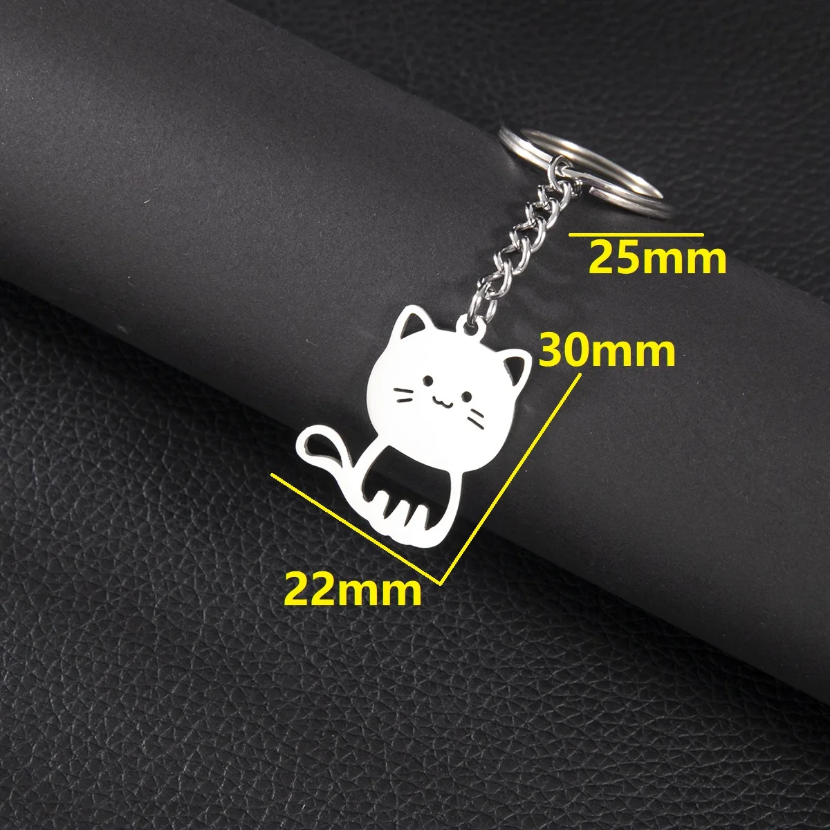 Shuangshuo 1 шт. кольцо для ключей из нержавеющей стали с милым котом брелок сумок
