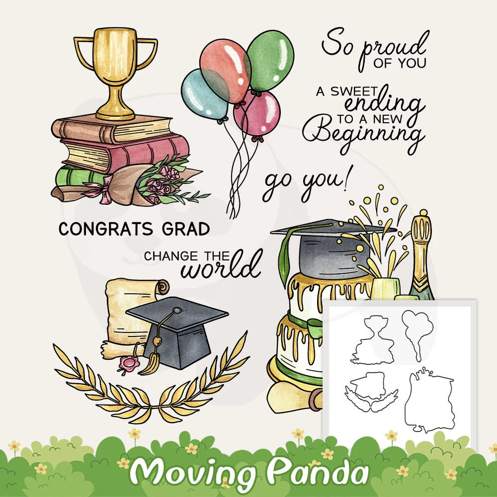 

Celebration For Graduation Season Cutting Dies Clear Stamps DIY Scrapbooking Supplies Metal Dies Silicone Stamps For Cards Decor