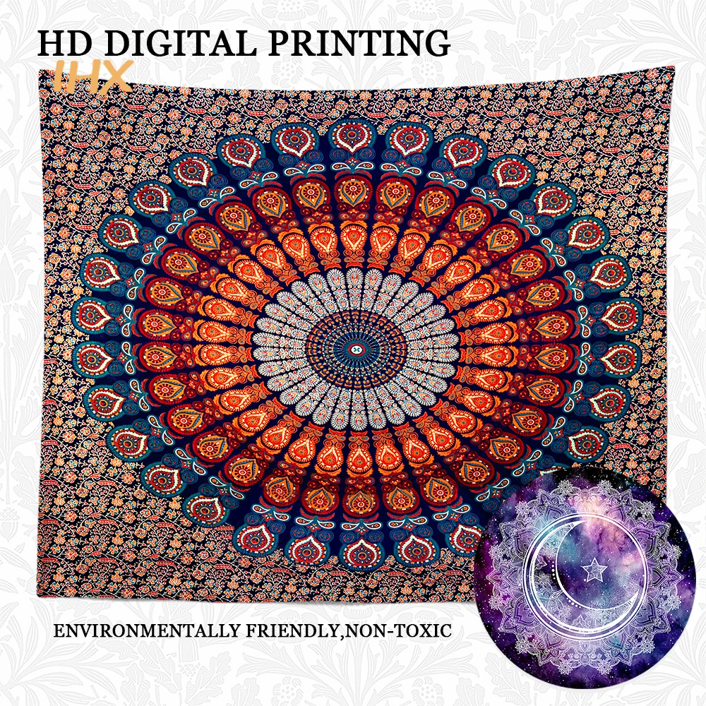 Гобелен с мандалой Настенный декор в богемном стиле хиппи товары для творчества