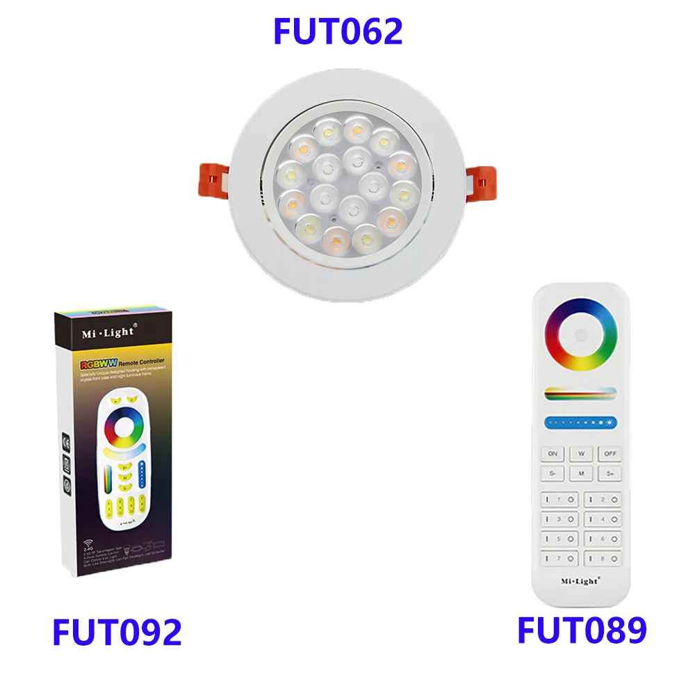 Mi Light 9W RGB+CCT LED Ceiling Spotlight AC86-265V Brightness Adjust 2.4G FUT092 Remote/WiFi IBOX APP Control LED Downlight