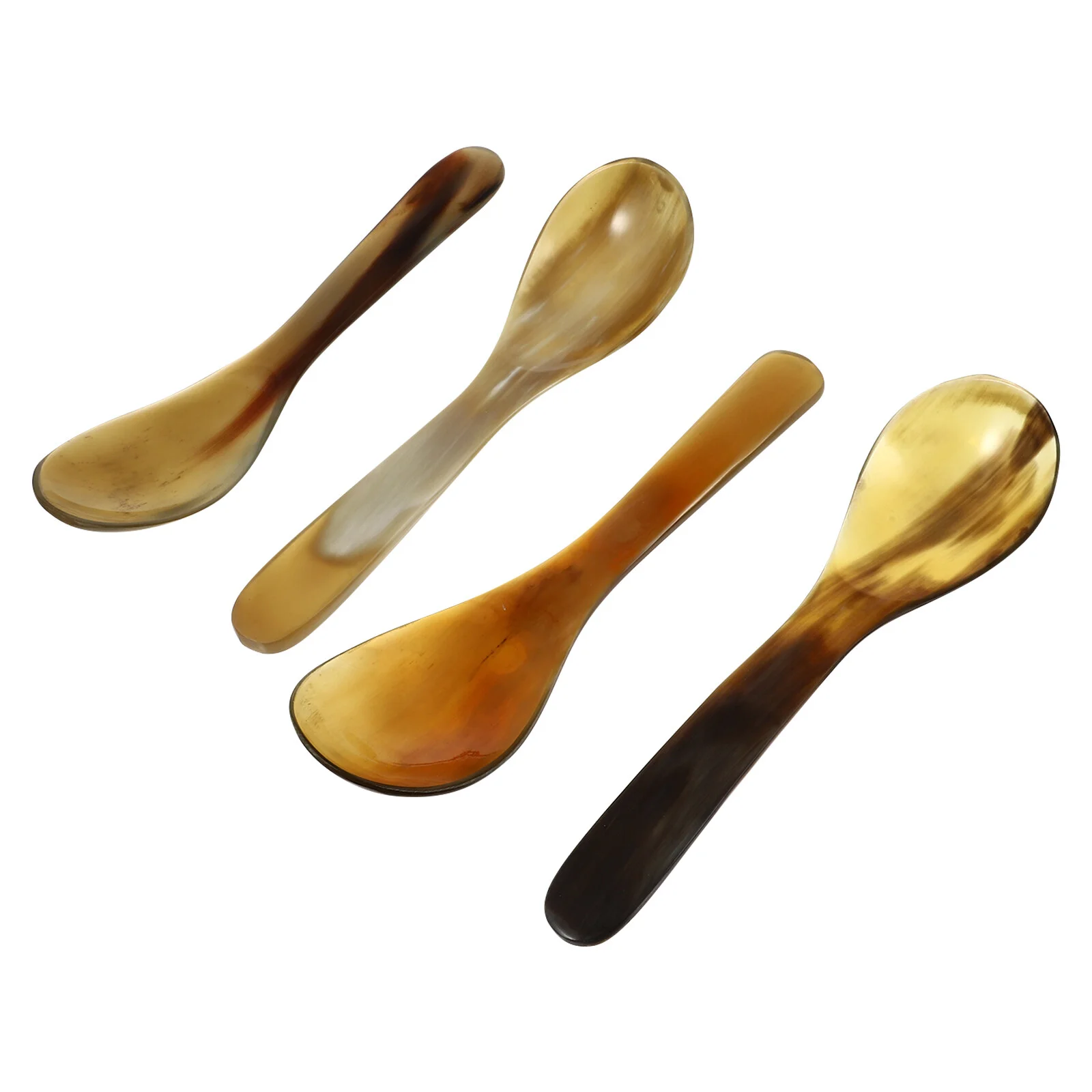 

4 Pcs Horn Coffee Spoon Ox Scoop Condiment Spoons Dessert Soup Plastic Cutlerys Products Stirring