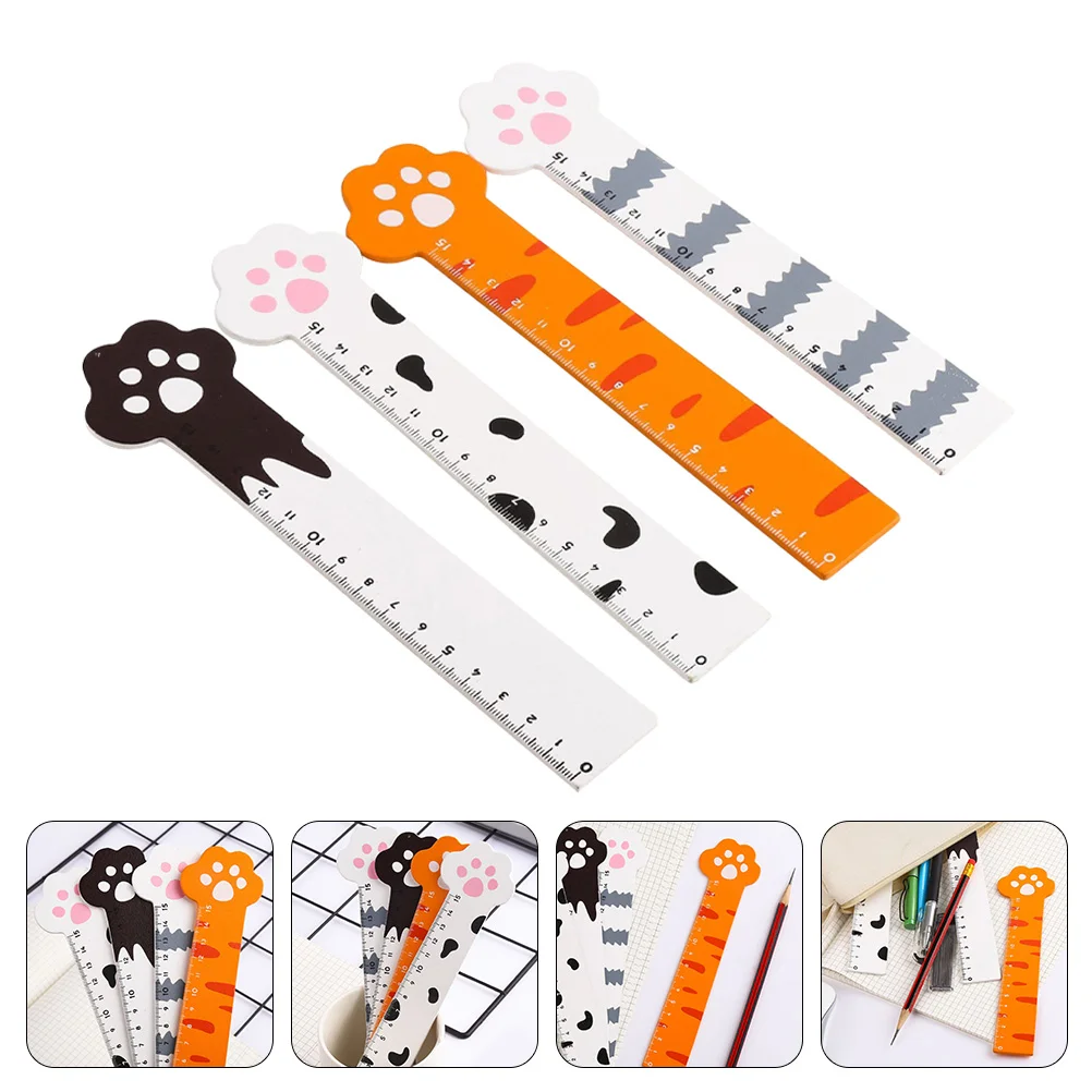 

4Pcs School Home Measuring Household Wood Ruler Students Measuring Rulers Ruler With Inches for School Painting Home