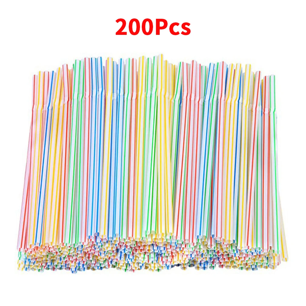 

Полосатые пластиковые соломинки, разноцветные гибкие питьевые соломинки, кухонные одноразовые соломинки для напитков, товары для свадебны...