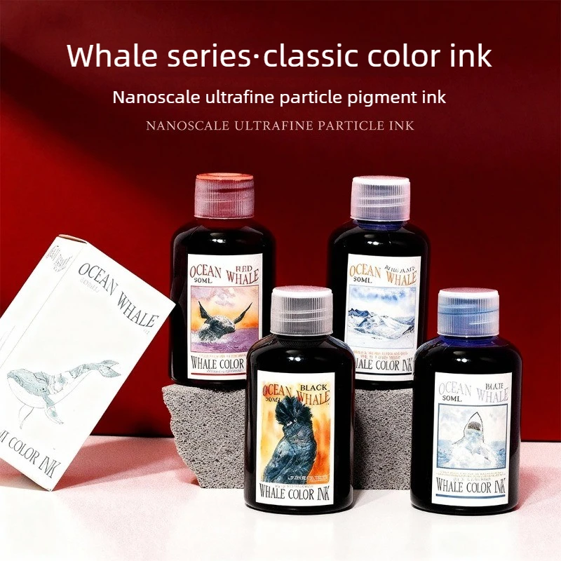 Фото Чернила для перьевых ручек Banmi Whale Series, нано-класса, безуглеродные, 50 мл, для плавного письма, школьные и офисные принадлежности, канцтовары для JINHAO №1
