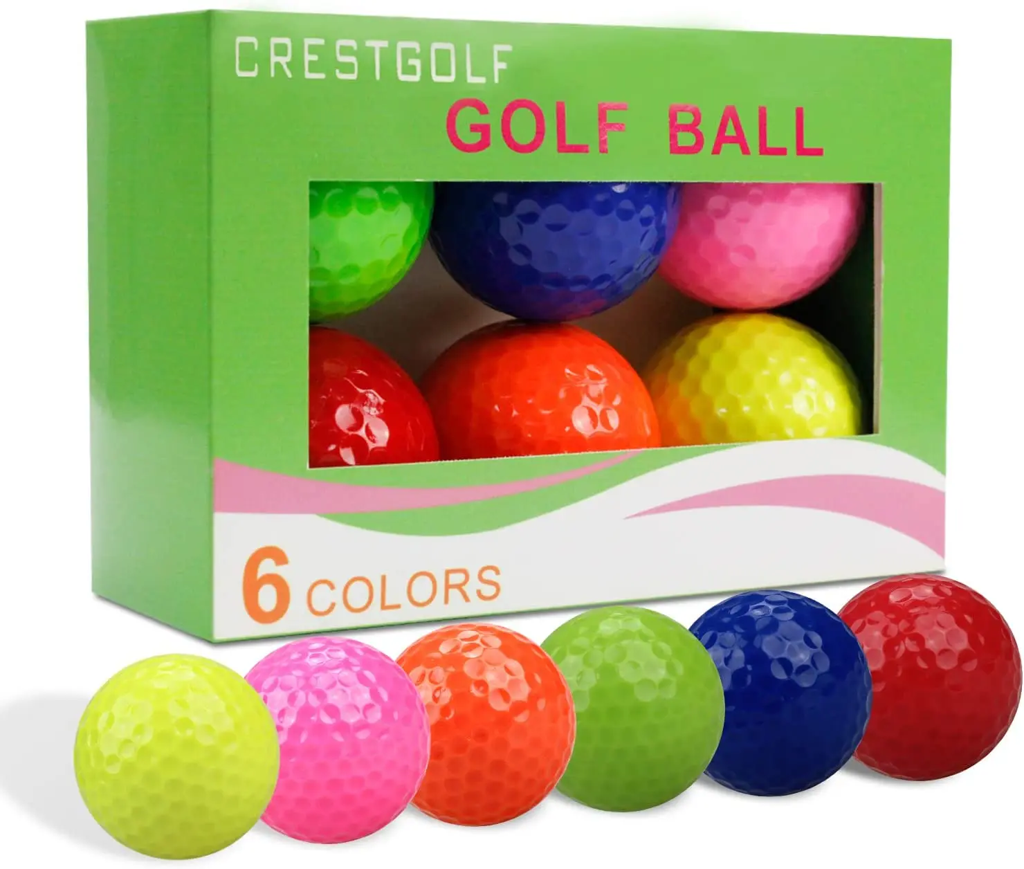 6pcs/pack Colorful Mini Golf Balls Two Piece Golf Practice B
