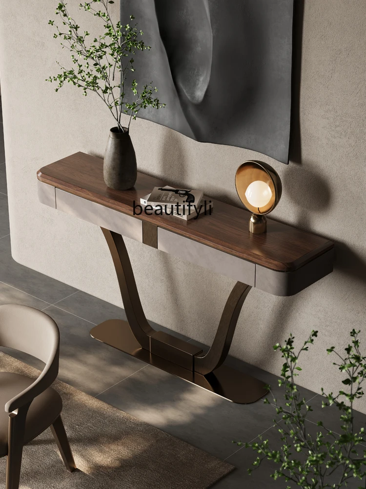 Современный роскошный шкаф для прихожей из черного ореха цельной древесины в