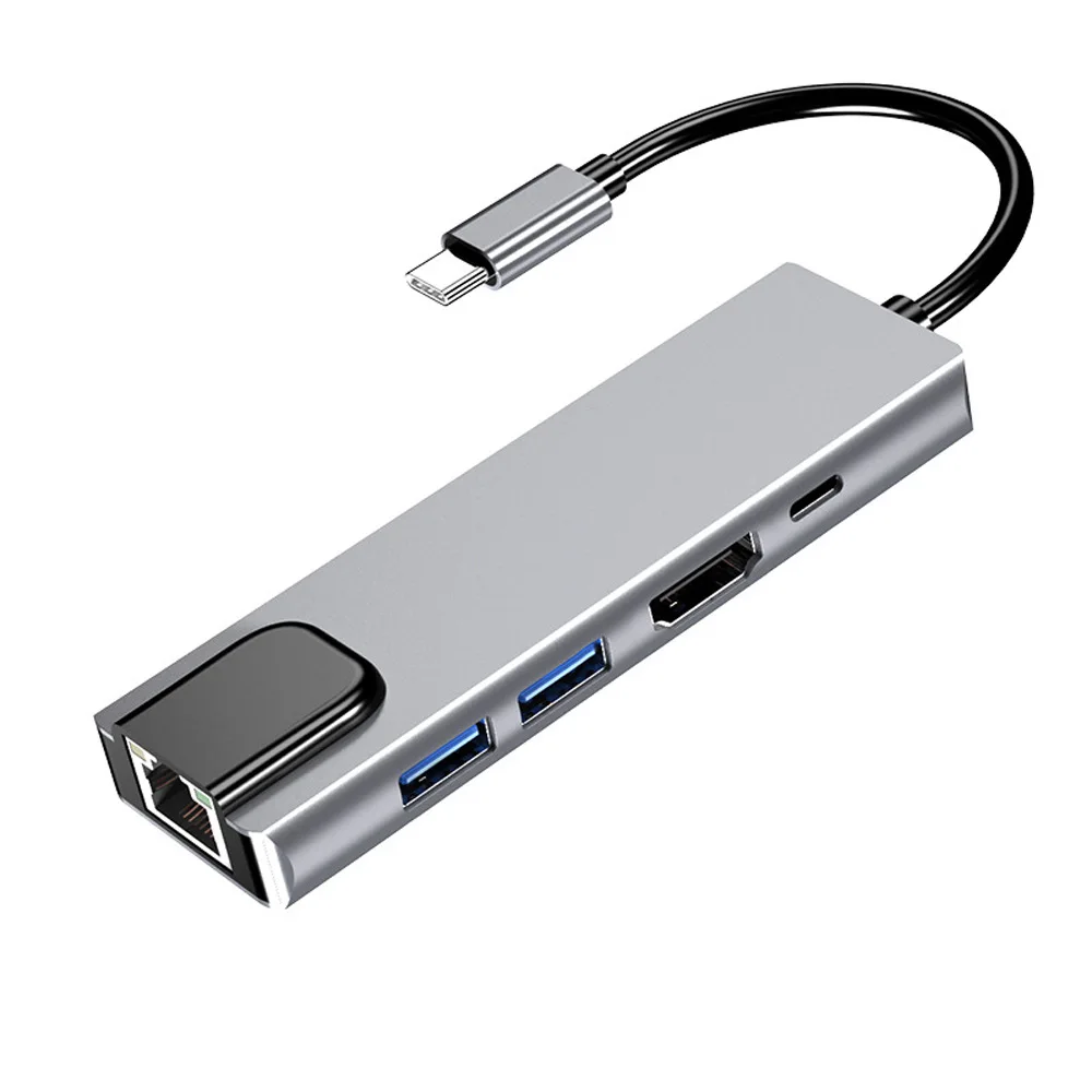 

Type-c 5 in 1 Hub USB-C to HDMI Compatible USB3.0 Gigabit LAN Ethernet Docking Station Multifunctional USB C Hub for MacBook