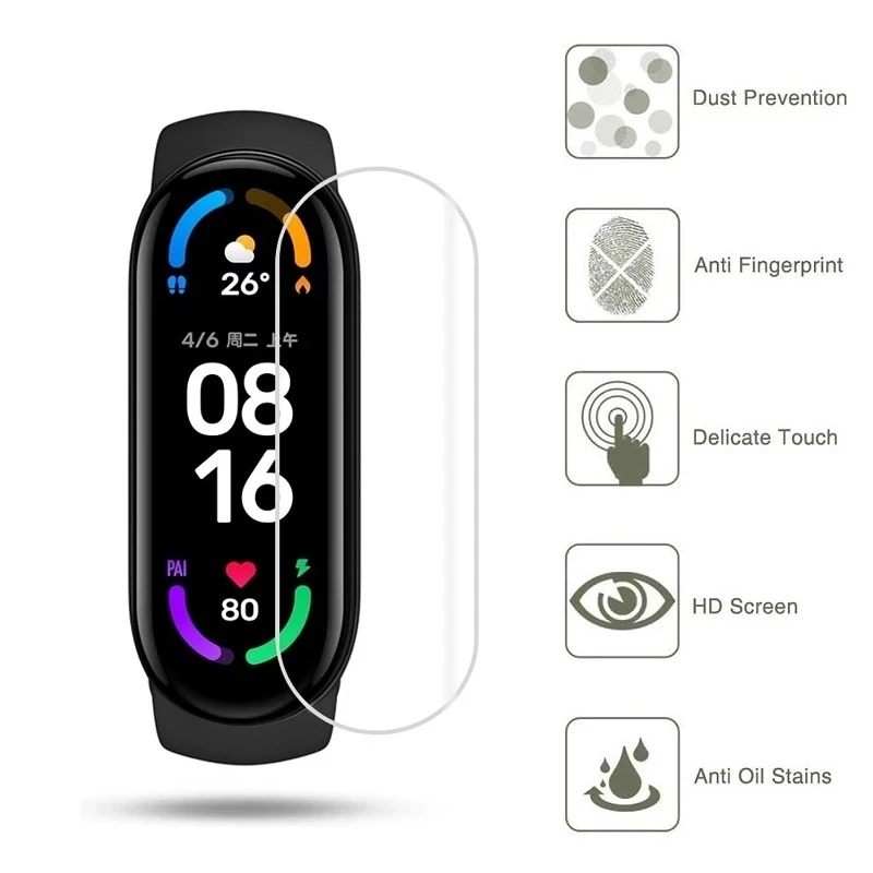 Full Cover Hydrogel Film Screen Protector For Xiaomi Mi Band 7 NFC 5 4 6 Smart Watch Bracelet Protective Not Glass Tpu Film Foil