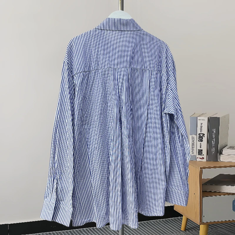 KBQ Вышивка High Street Дизайнерские рубашки для женщин Однобортная свободная блузка с