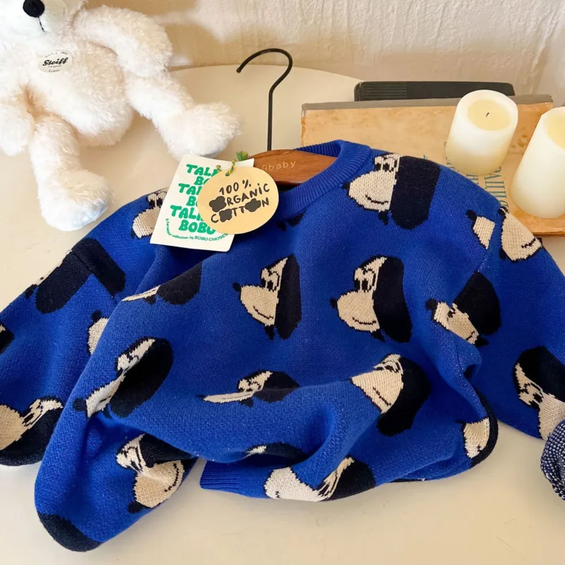 

Autumn Baby Girl Boys Winter Tops Clothes Dogs Pullovers Children Baby Sweaters Top Clothing Long Sleeve Casual Kids Pull Fille