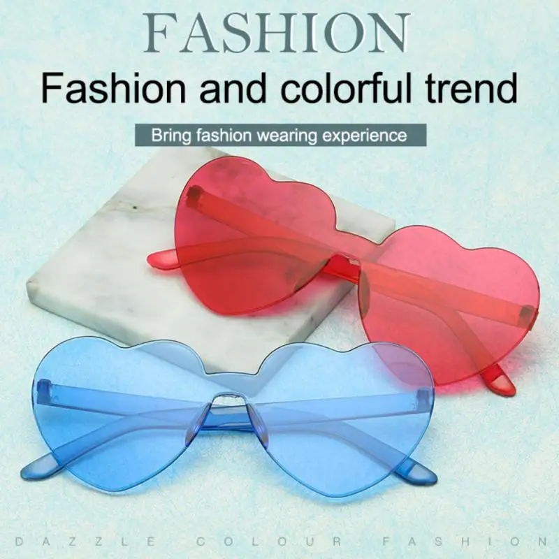 

2022 Love Heart Sunglasses Women Fashion Brand Designer Polarized Party Sunglasses Vintage UV400 Cute Rimless Female Sun Glasses