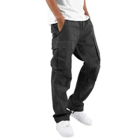 mens overalls summer new european and american drawstring multi pocket casual trousers