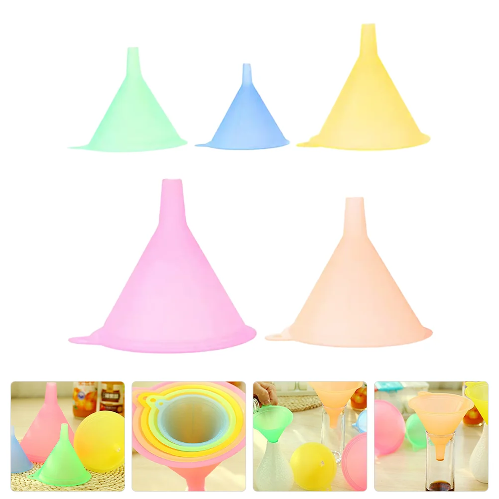 

5Pcs Kitchen Funnels Filling Bottles Funnels Oil Liquid Funnels Food Funnels