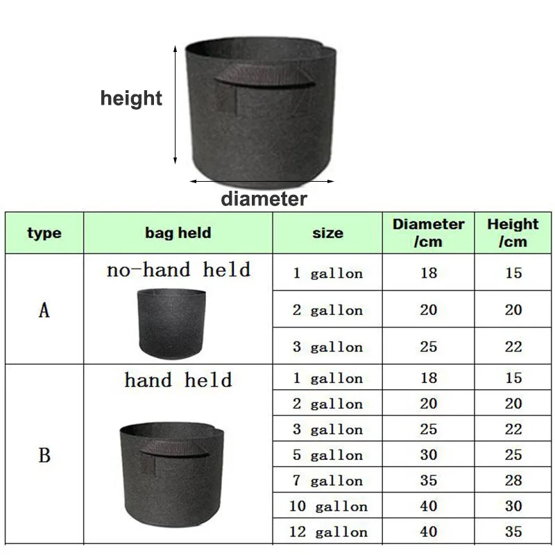 Сумка для выращивания цветов овощей горшков Плантатор из нетканого материала