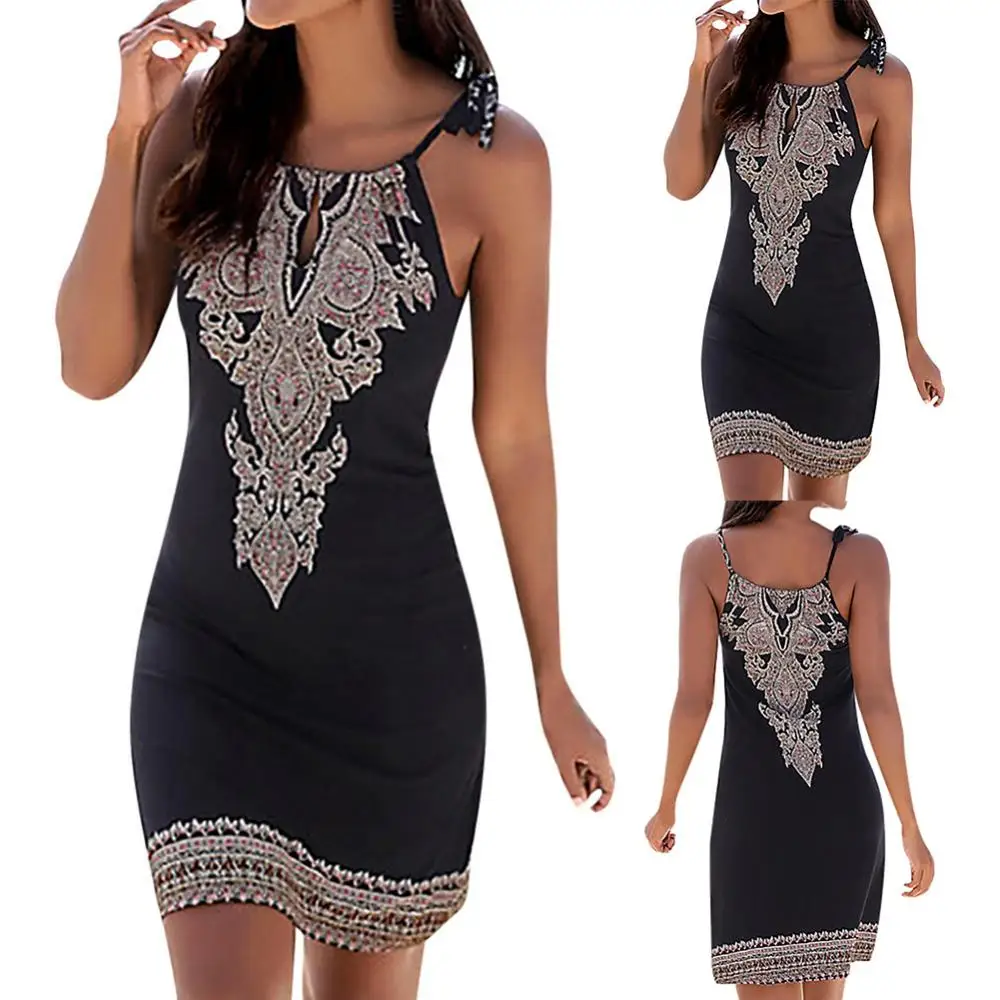 

Women Sexy Spaghetti Strap Sleeveless Backless Summer Mini Dress Beach Sundress