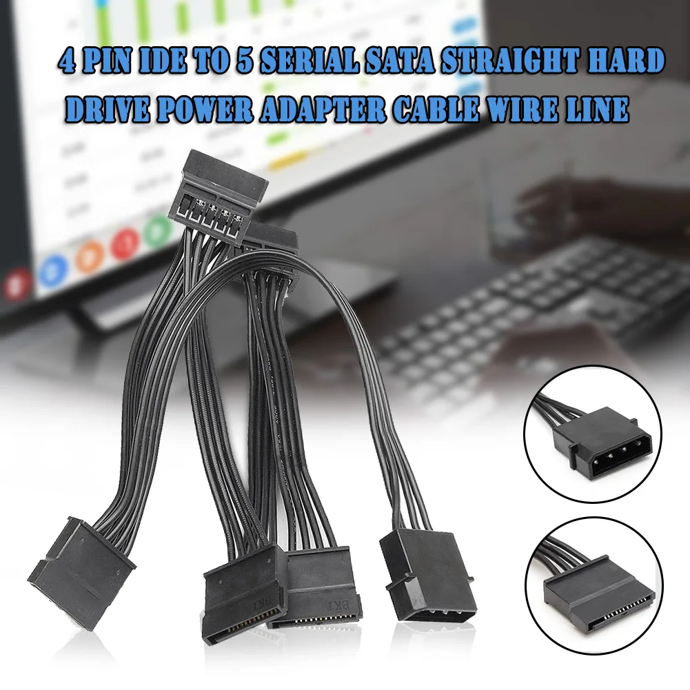 

4 Pin IDE to 5 Serial SATA Straight Hard Drive Power Adapter Cable Wire Line UY8