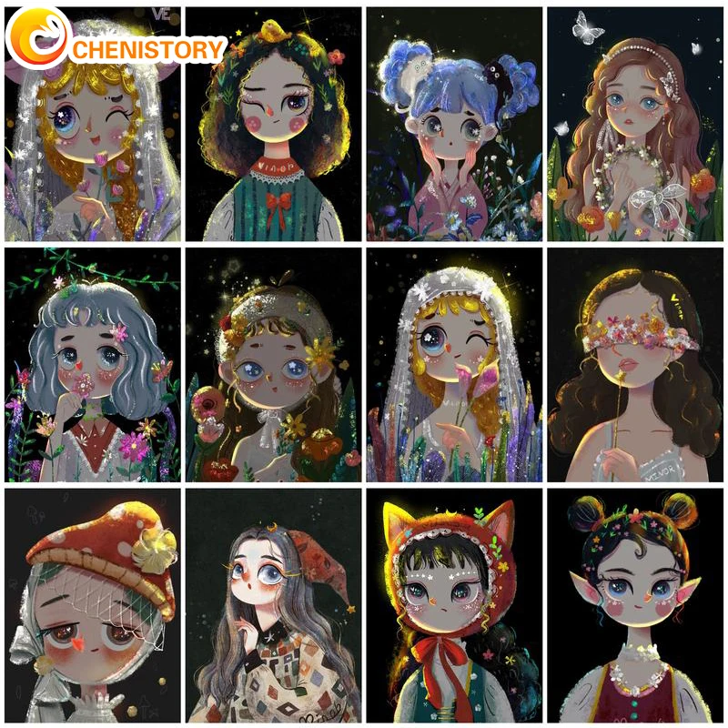 

CHENISTORY Frame Diy Painting By Numbers Figure Paint By Numbers Kits For Adults Home Wall Art Girl Picture By Numbers 60x75cm G