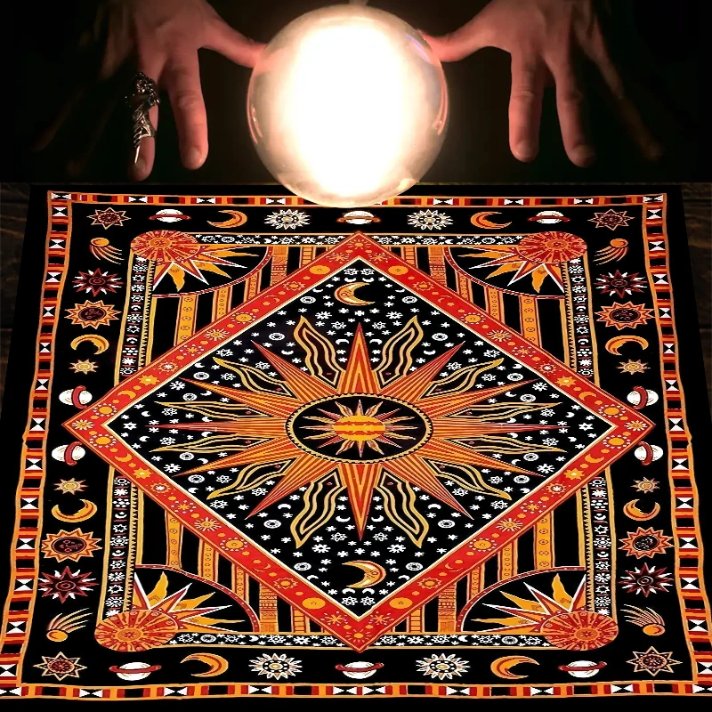 

Тканевая скатерть Sun Moon Tarot, скатерть для алтаря, подвеска-Маятник из хрусталя, полумесяц, астрологическое гадания, прокладка для карт с изображением оракла, домашний декор