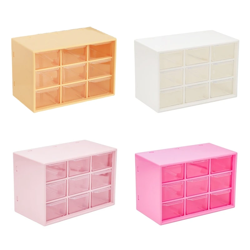 

9 ячеек Настольный ящик для хранения ювелирных изделий Органайзер Пластиковый косметический контейнер