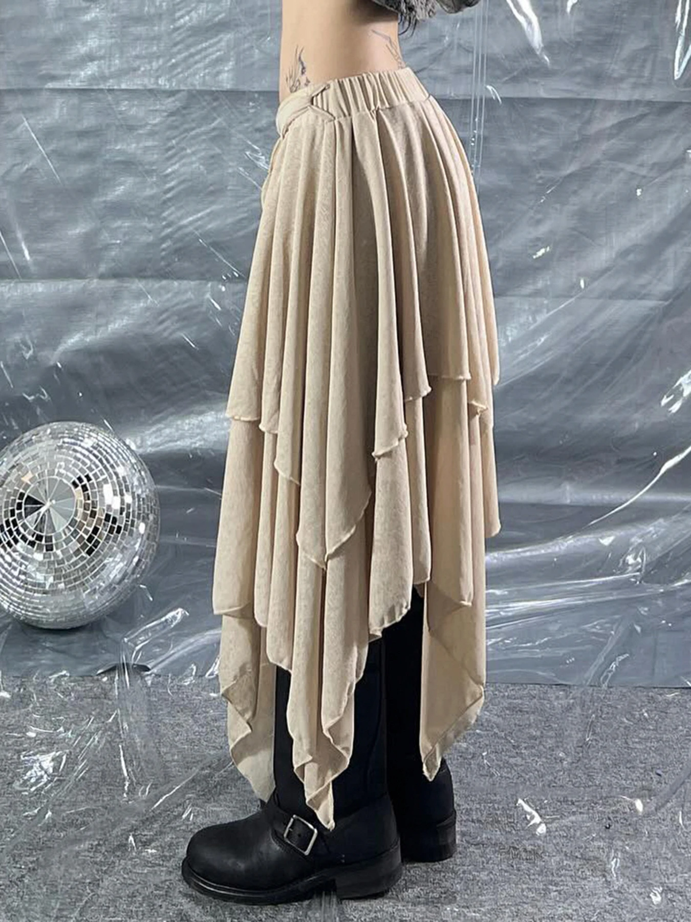 Асимметричная юбка-трапеция IAMSURE в стиле отходов повседневная однотонная